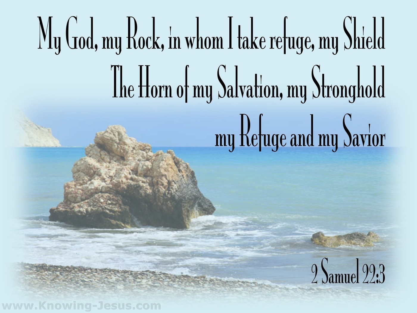 2 Samuel 22:3 My God My Rock In Whom I Take Refuge (aqua)